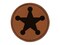 Cowboy Sheriff Badge Star Round Iron-On Engraved Faux Leather Patch Applique - 2.5"